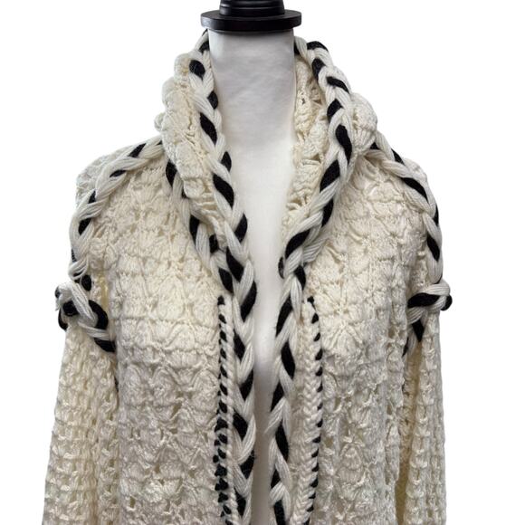 Smythe x Augden Sweater Size XS Long Oversized Open Knit Crochet Alpaca Wool - Picture 3 of 14